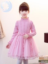 12 to 15-year-old girls wear big childrens dresses Autumn girls plus fluff Western style childrens princess dresses Mid-winter