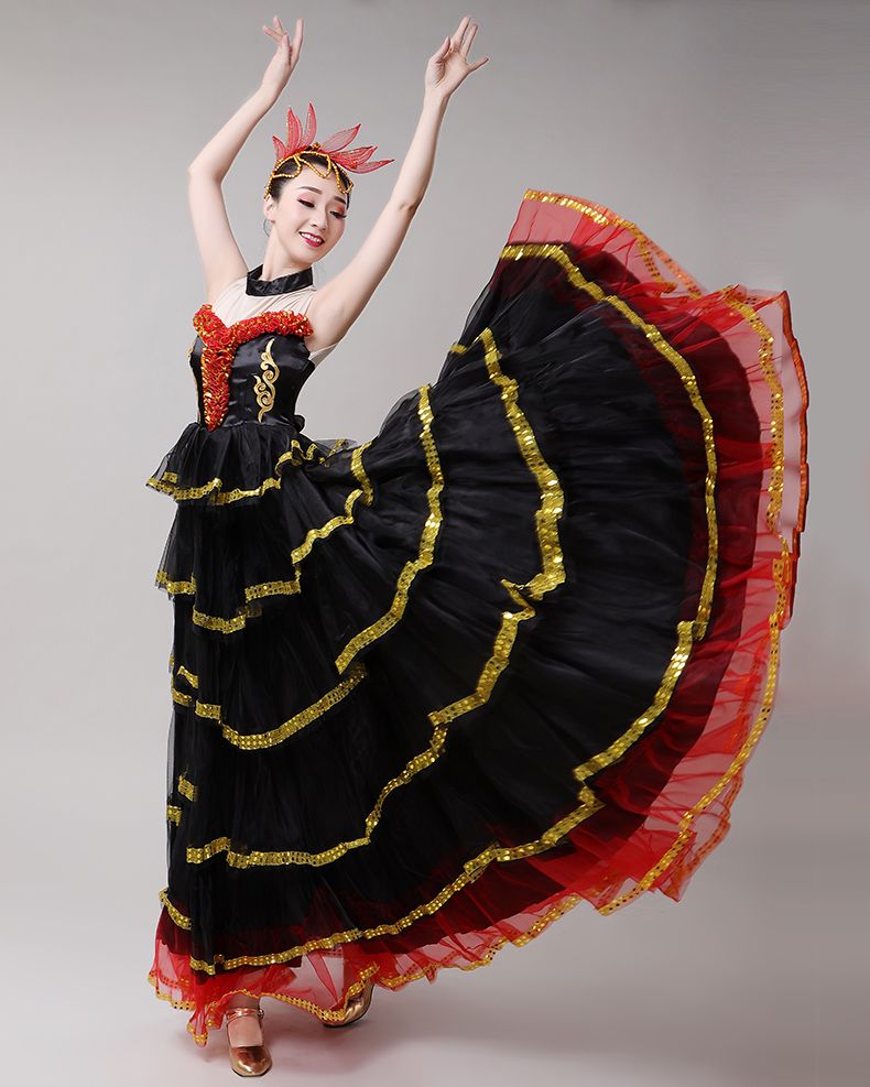 新款开场舞大摆裙西班牙斗牛舞蹈服女成人演出舞台表演服饰长裙子