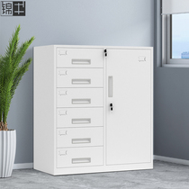 Steel partial six-drawer cabinet drawer locker with lock multi-layer storage cabinet information file tin cabinet office short cabinet
