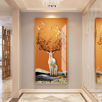 Porch decorative painting entrance door vertical corridor aisle hanging painting modern simple single draw fortune Deer background wall painting