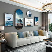 Sofa background wall decorative painting living room hanging painting modern simple light luxury atmosphere high-end restaurant wall painting combination mural