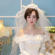 Super fairy white flower veil ceremony Photo Wedding Photo hair jewelry beautiful wedding wedding wedding Lotus Fairy