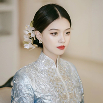 Bride classical headdress Chinese new liquid flower gradient hairclip beautiful clothing accessories ancient style Hanfu plate hairclip