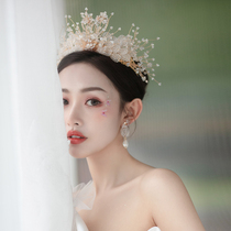 Bride Crown Golden Crystal Beads String Fugitive Princess Superbeauty Gala Wedding Gown Handmade Accessories Swan Crown