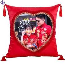 Pillow wedding style A pair of wedding bed decoration press bed new embroidery red happy word pillow wedding room creativity