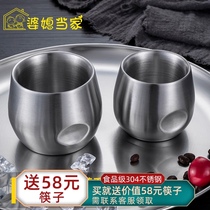 Mother-in-law and daughter-in-law alone the food grade 304 stainless steel thickened double anti-drop readily Cup insulation anti-scalding restaurant Cup