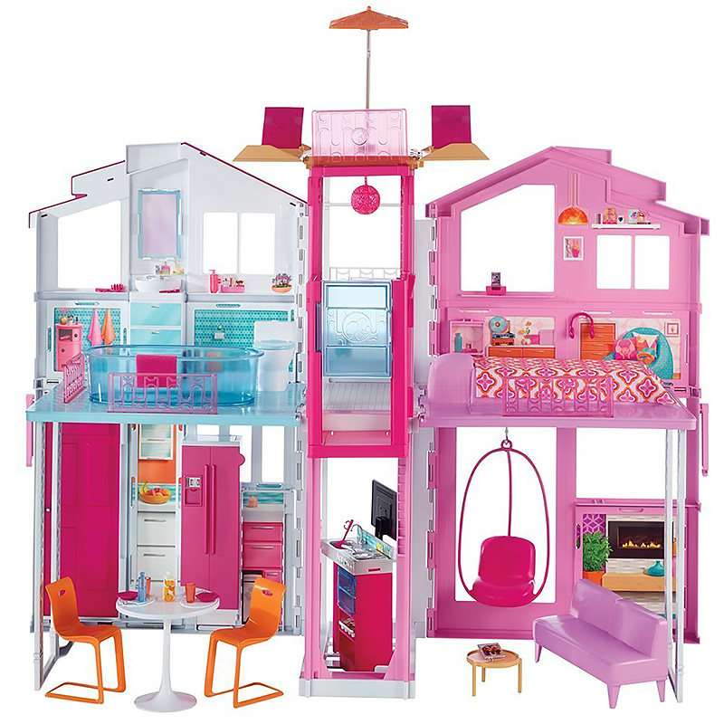 现货芭比娃娃套装礼盒梦想豪宅马里布市政屋dly32别墅城堡屋玩具