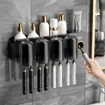 Toothbrush rack squeeze toothpaste device one free punching wall-mounted bathroom electric tooth cup mouthwash cup storage rack