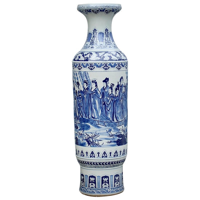 Jingdezhen blue and white porcelain hand - drawn characters figure sitting room of large vase household archaize ceramic furnishing articles opening gifts