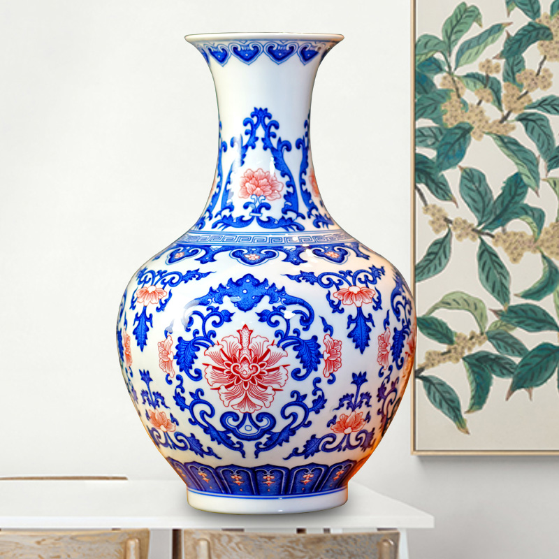 Jingdezhen ceramic blue and white flower vase youligong mesa furnishing articles home sitting room porch rich ancient frame adornment