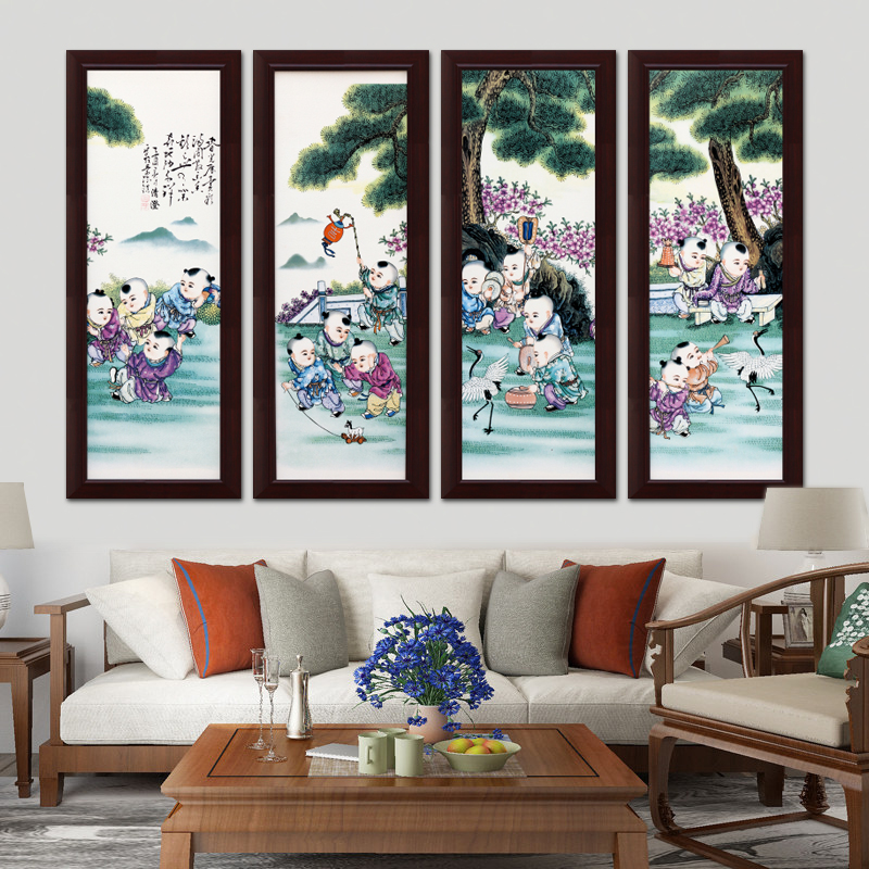 Jingdezhen enamel baby play figure adornment ceramic painting the living room sofa setting wall mural porch corridor teahouse