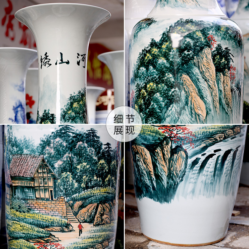 Jingdezhen ceramic vase hand - made color kumsusan river home sitting room adornment shop floor furnishing articles