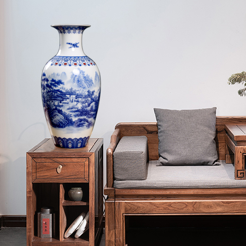 Jingdezhen blue and white porcelain of modern Chinese ceramic furnishing articles home sitting room mesa floret bottle arranging flowers desktop ornaments