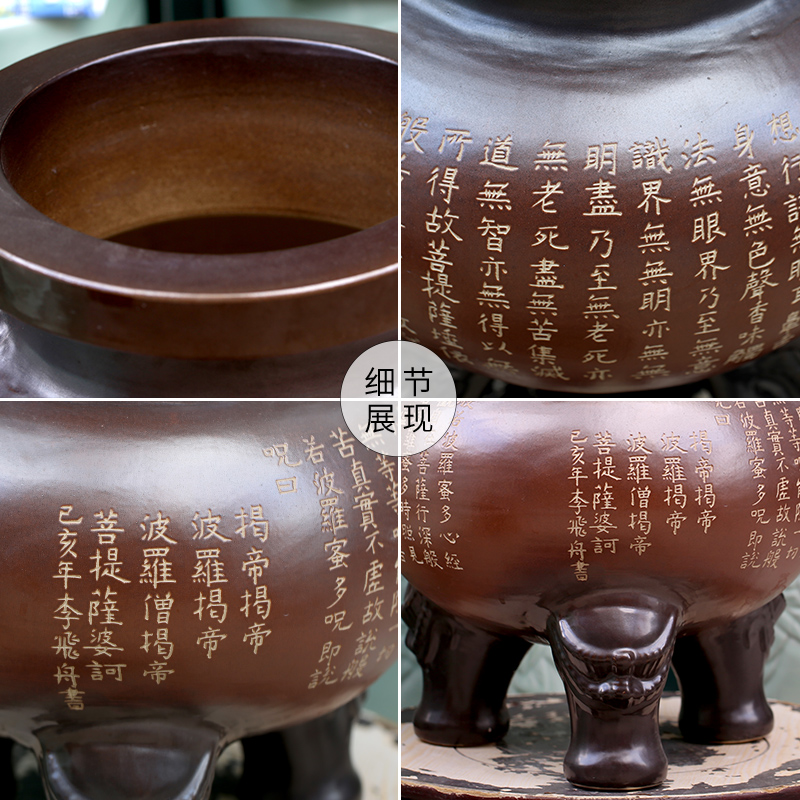 Jingdezhen ceramic large furnishing articles temple to burn incense for worship Buddha enshrined archaize three - legged landing place decoration