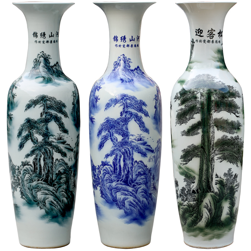 Chinese blue and white porcelain of jingdezhen ceramics sitting room of large hotel opening large vases, decorative gifts furnishing articles