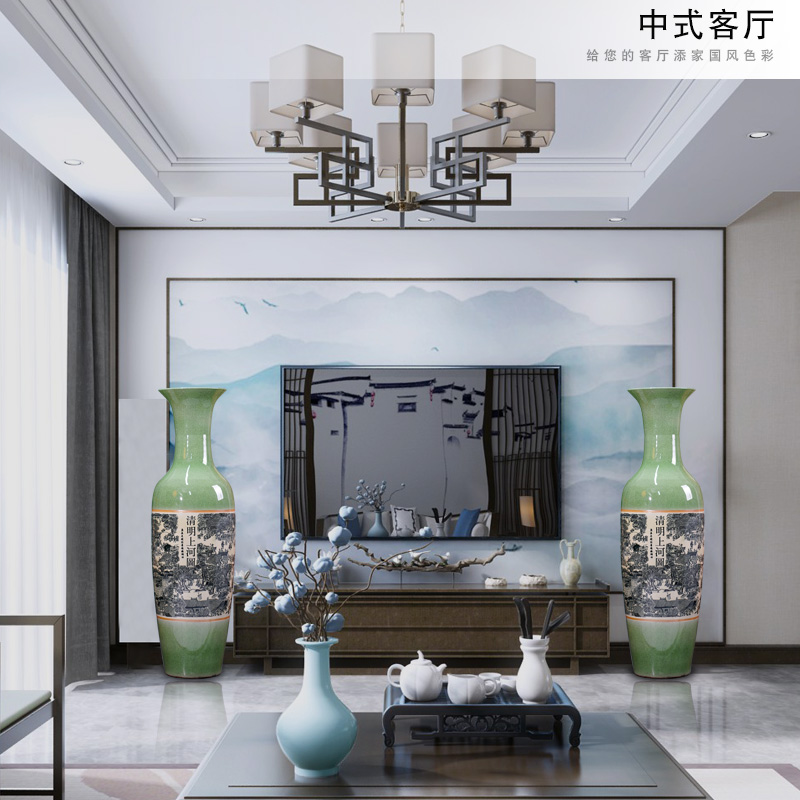 Archaize of jingdezhen ceramics slicing qingming scroll of crack of large vases, the sitting room TV ark, furnishing articles