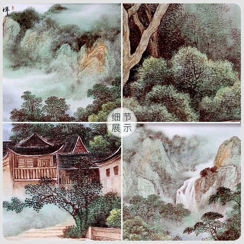 Jingdezhen ceramic hand - made famille rose porcelain plate painting murals sofa background wall of the sitting room adornment picture of modern Chinese style hang a picture