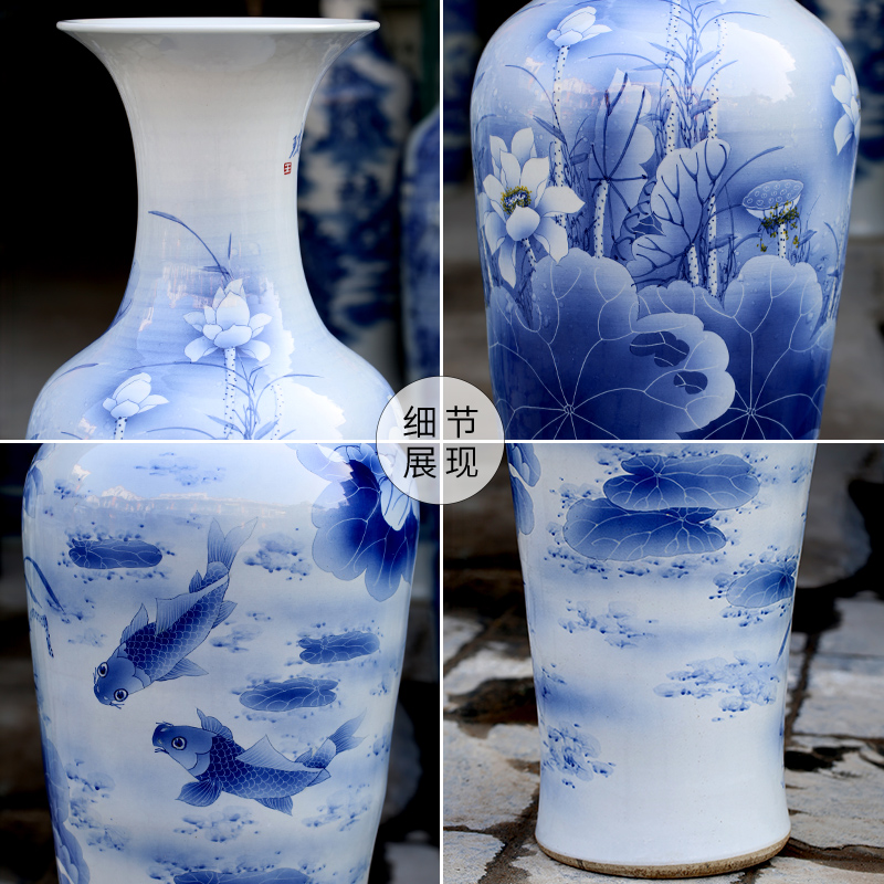 Jingdezhen blue and white porcelain painting more than year after year of large vases, home furnishing articles I and contracted sitting room adornment