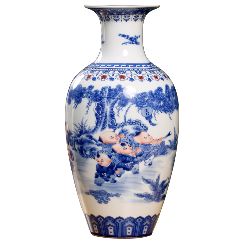 Jingdezhen blue and white porcelain of modern Chinese ceramic furnishing articles home sitting room mesa floret bottle arranging flowers desktop ornaments