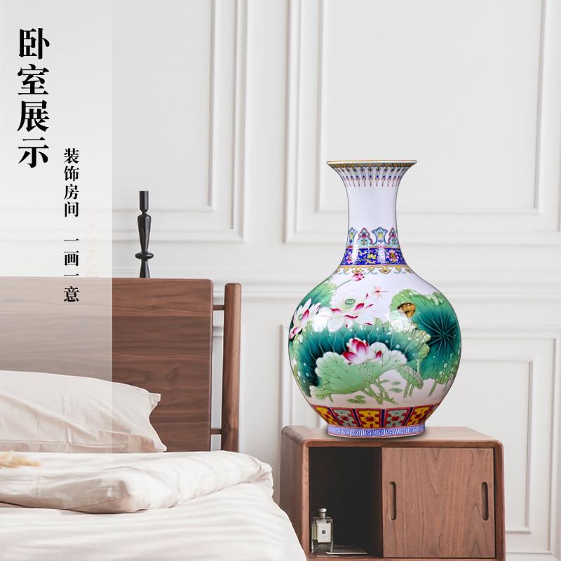 Jingdezhen ceramics checking painting of flowers and flower vase figure mesa sitting room rich ancient frame study decorative furnishing articles