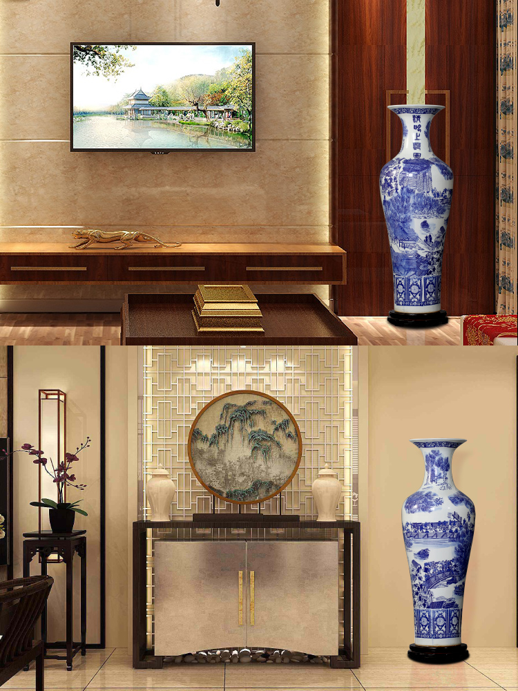 Jingdezhen sitting room of large vases, bright blue and white porcelain painting decorations study large - sized ceramic furnishing articles