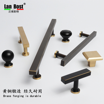 Modern simple pure copper cabinet door Wardrobe cabinet handle Drawer Nordic cabinet Gold light luxury brass all copper handle