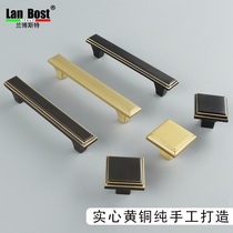 Pure copper single hole cabinet door handle cabinet All copper Chinese antique cabinet square drawer wardrobe handle American Nordic