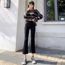 Black tiny cowboy girl 2022 new high-waist thin nine-point Korean version of elastic body slimming chic trumps