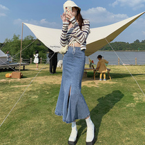 Big Code Fat Mm Black Fish Tail A Half Body Dress Woman Spring Summer Design Sensational High Waist Display Slim Fit Style Long Dress