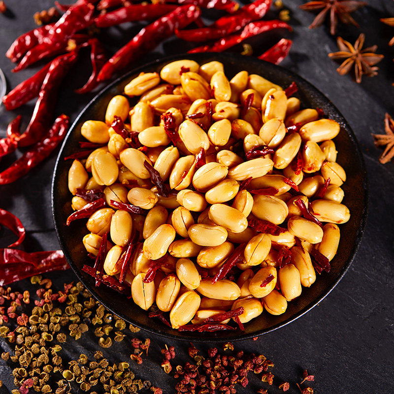 江湖铺子岳云鹏 麻辣花生休闲零食小吃下酒菜炒货花生米120g*5袋