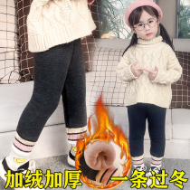 Korean girls leggings plus velvet thickened winter one velvet children warm childrens winter pants womens baby cotton pants Joker