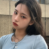 Lane South 925 sterling silver back hanging double-line hook earrings Japanese and Korean simple harbor style Joker cold ins personality earrings female