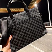 Cant meet the hand speed old iron temperament lattice mens business casual briefcase shoulder bag