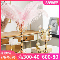 ins candlelight dinner props Candlestick ornaments Nordic table feather ornaments European romantic crystal candle holder