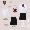 White long sleeved women+black midi skirt+wine red bow tie with badge as a gift
