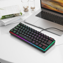 RGB backlit mini portable laptop laptop wired keyboard mute external typing office USB desktop external compact e-sports games work small health disk dedicated