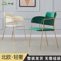 Nordic ins light luxury dining chair Net red chair Home restaurant creative chair backrest chair Milk tea shop wrought iron leisure chair
