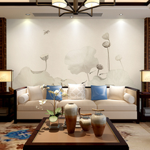 Custom bamboo wood fiberboard modern Chinese style 8d hand painted lotus TV background 5d classical art sofa background wall