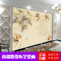Custom 5d bamboo and wood fiberboard simple modern living room TV background wall 3d film and television 8d high-light painting