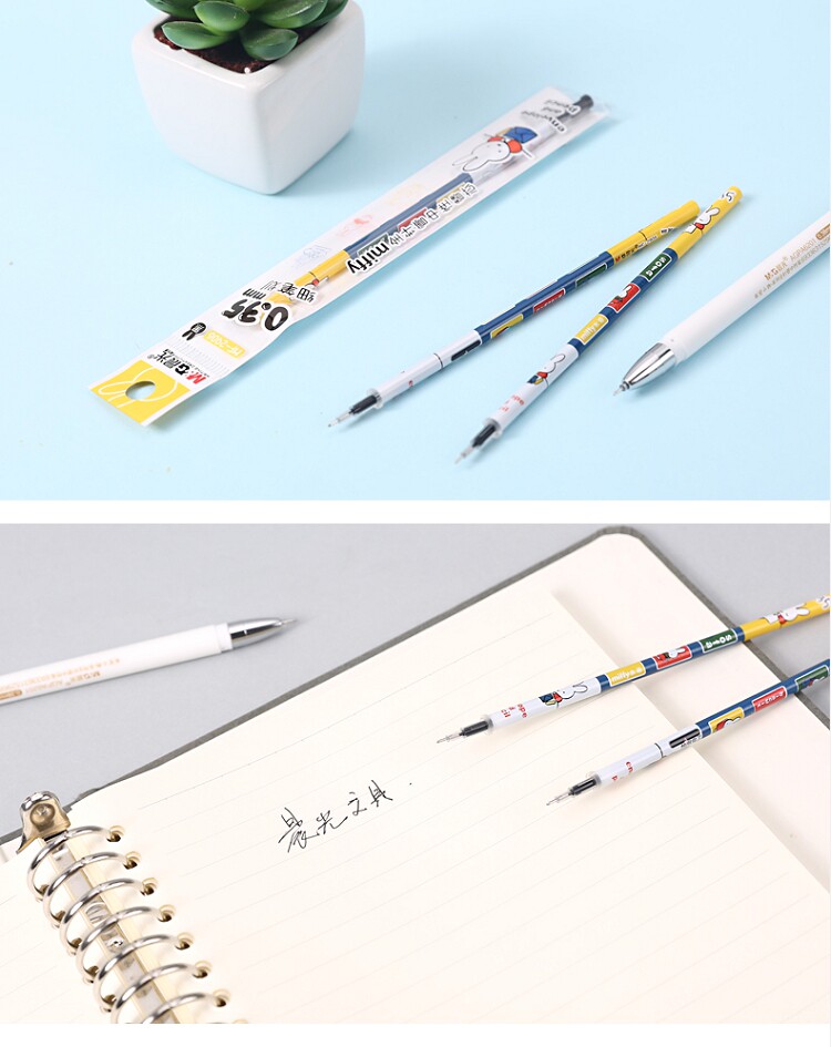 晨光米菲中性笔芯mf2906水笔芯学生考试用全针管碳素黑墨水蓝红水