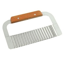 Stainless steel wooden undulating wave knife flower style cut bar Wolf Tooth Knife Potato Knife Fruit Chips slice Home