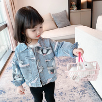 South Korean girls spring and autumn ocean cowboy jacket 2022 new Korean version childrens jacket blouses net red ins childrens clothing
