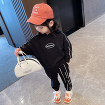 South Korean girls autumn clothing suit 2022 new Korean version female baby Yangqi Two sets of children early spring sportswear