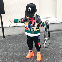 South Korean trendy boy Spring and autumn suit 2022 new childrens Korean version of the Korean Air Two sets of children handsome and sweaters