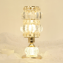 Glass table lamp crystal desk lamp bedroom bedside lamp light luxury ins girl decoration high-end bedside table lamp charging