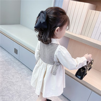 Korean Girl Long Sleeve Dress Spring Autumn 2021 New Korean Version Womens Baby Skirt 3 Children Foreign Air 1 Princess Dress