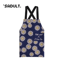ins creative home kitchen cooking waist cute cartoon baking cotton linen tea shop vest style female apron thick