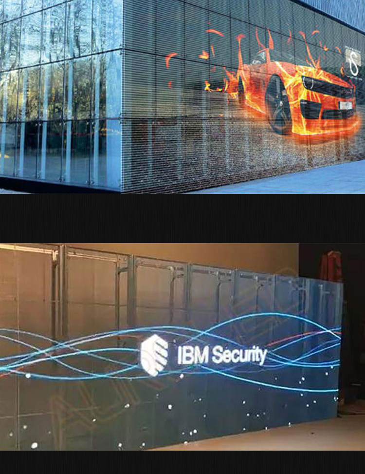 led透明屏户外玻璃屏幕墙高清透光橱窗冰屏拼接格栅广告显示屏