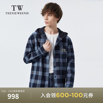 TeenieWeenie bear mens clothing 2021 autumn new long-sleeved plaid shirt hooded cardigan jacket