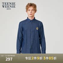 TeenieWeenie Bear mens denim shirt casual wild long-sleeved shirt autumn and winter mens top tide